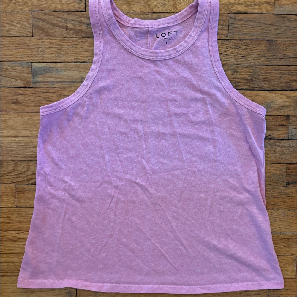 LOFT Pink Heathered Tank Top
